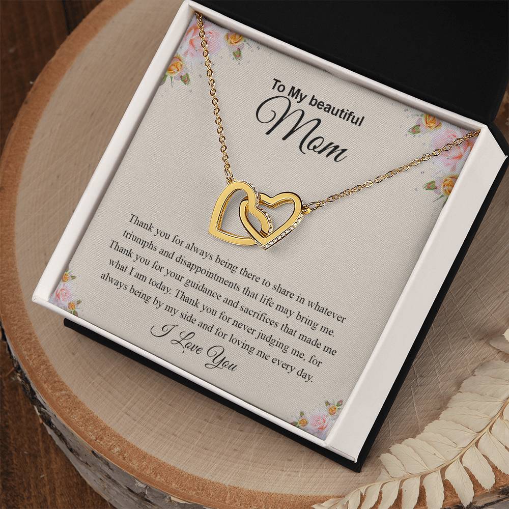 To My Beautiful Mom | Interlocking Hearts necklace